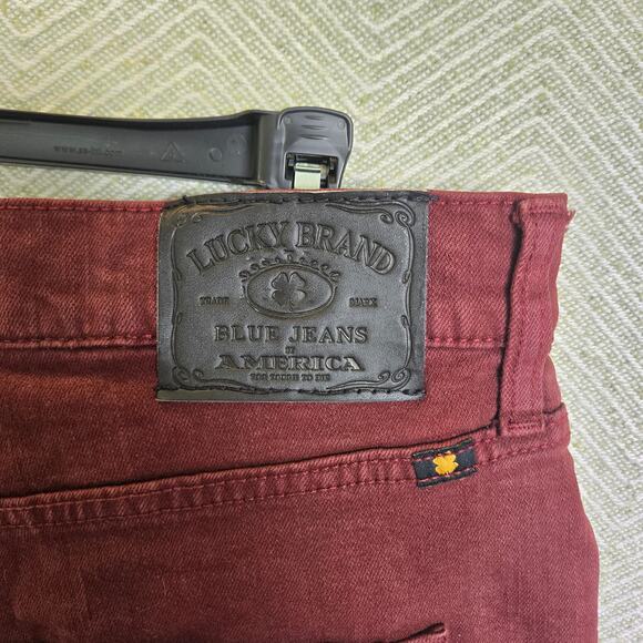 Lucky Brand 410 Jeans Mens 30x32 Athletic Fit Slim Leg Red Pants Zip Stretch - Picture 8 of 10